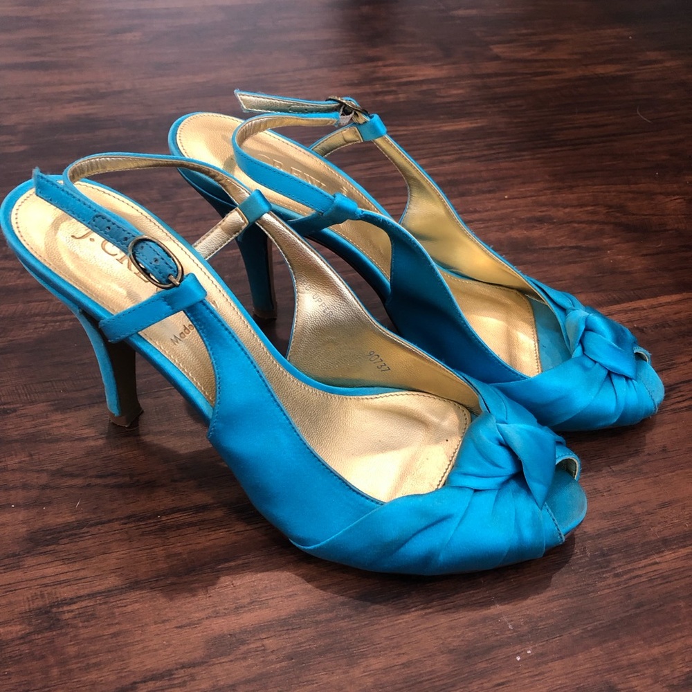 J.Crew Maritime blue knot heel sling backs